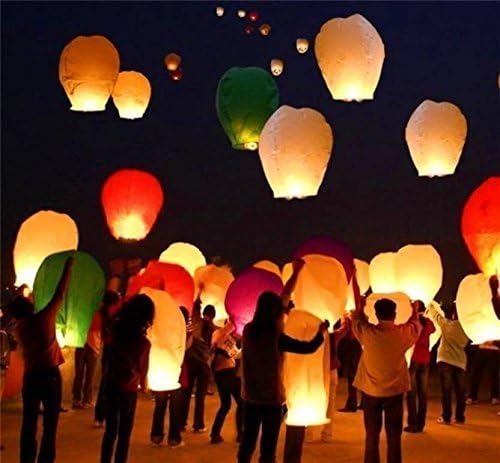 2VRN Paper Sky Lantern Lamp Light Hot Air Balloon for Special Occasions (Assorted Colour) -Pack of 10(2V-01)