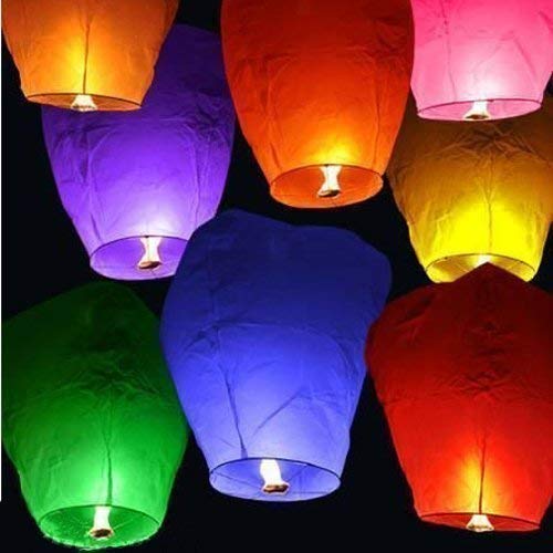 2VRN Sky Lanterns Multicolor Wishing Candle Hot Air Paper Balloon for Diwali/Marriage/Christmas/All Festival Multicolor (Pack of 10)(Sky Air Hot Balloon)(VRN5)