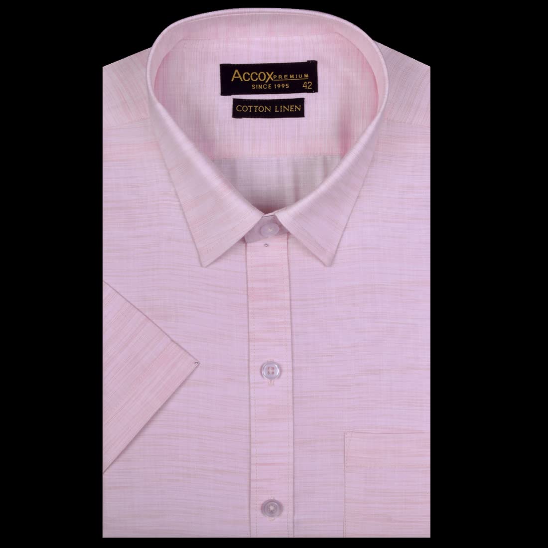 Accox Men's Cotton Linen Plain Formal Shirt (B0C2VTWR1D)