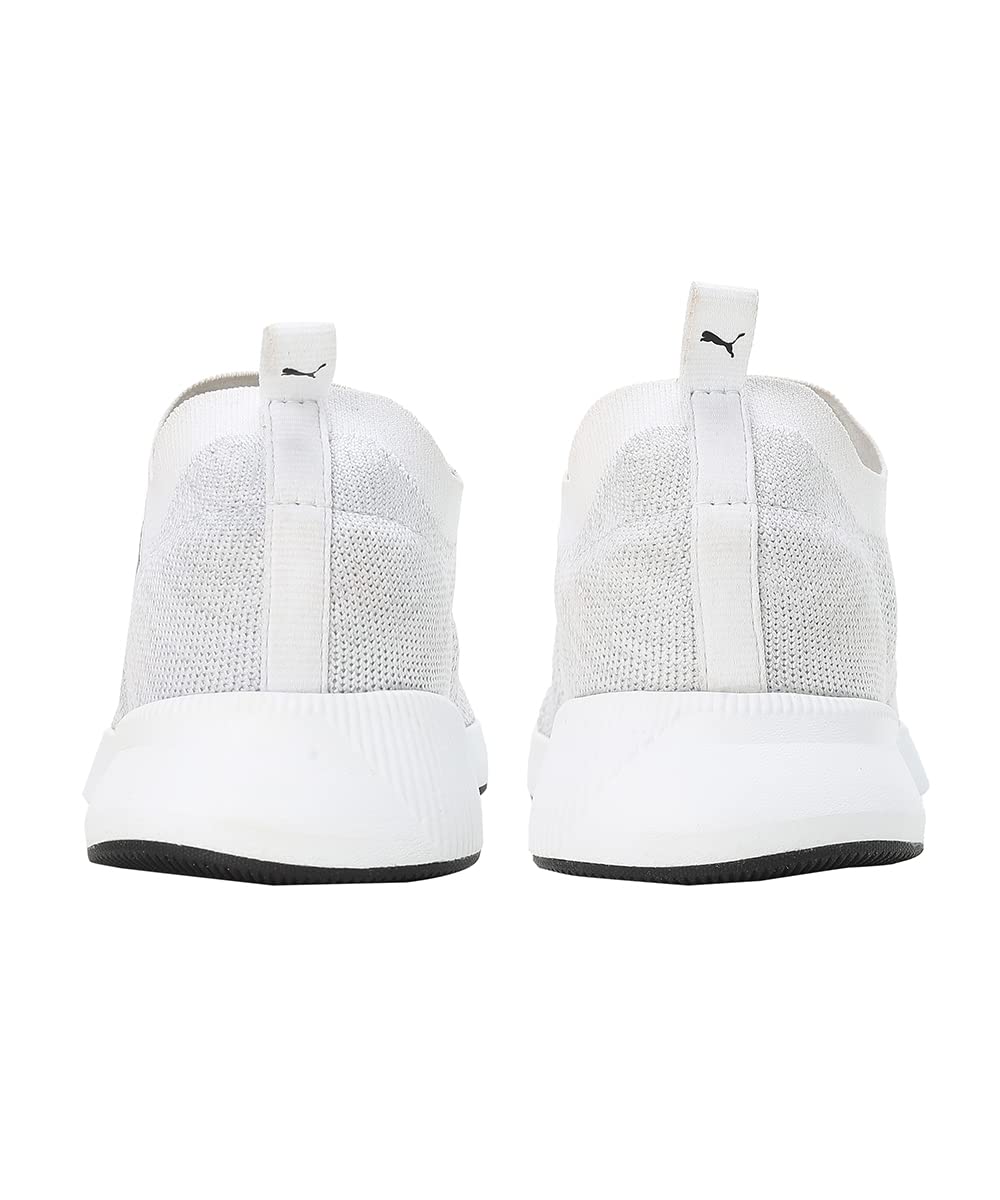 Puma Mens Flyer Runner Engineered Knit White-Cool Mid Gray-Black Running Shoes