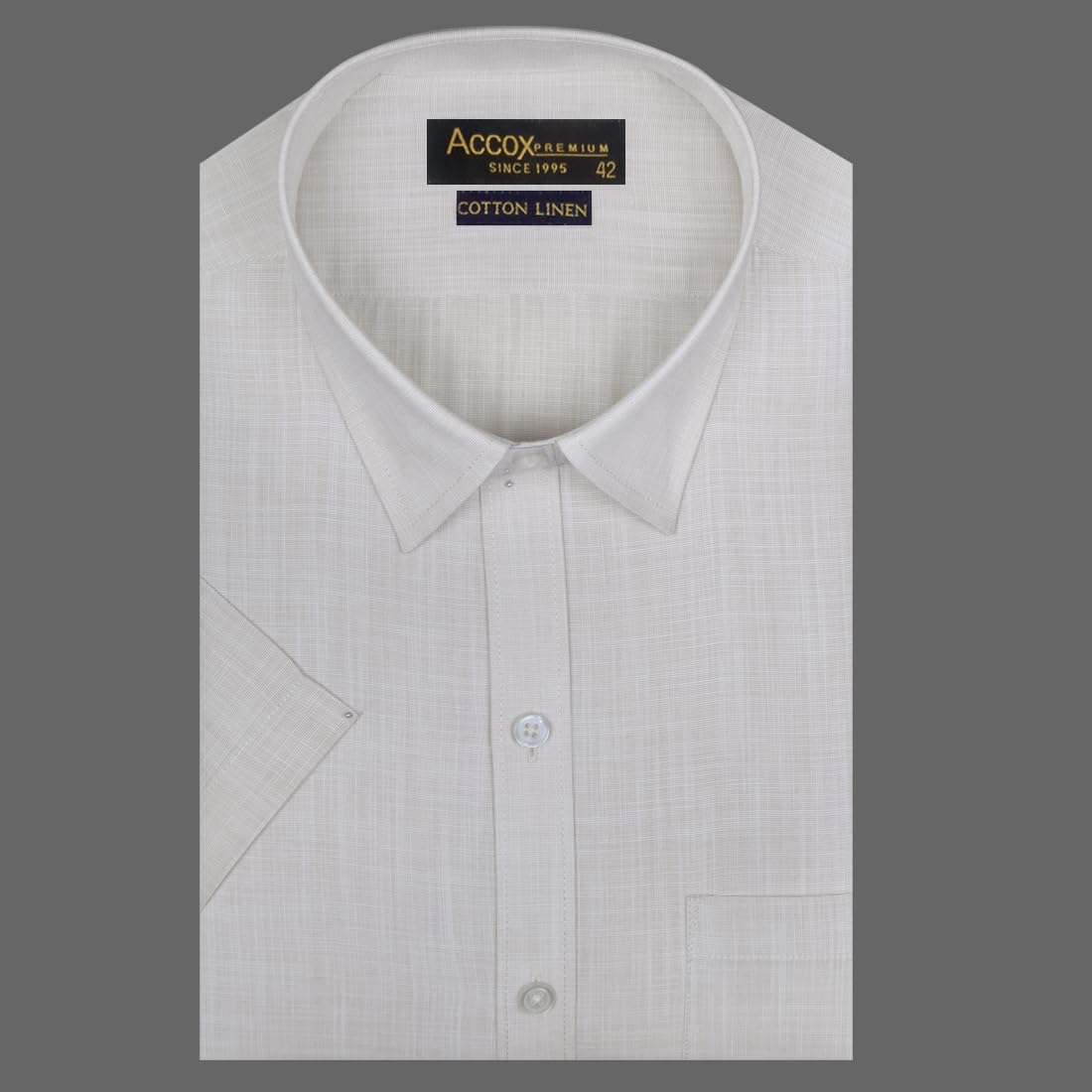 Accox Men's Cotton Linen Plain Formal Shirt (B0DJR8JPBJ)