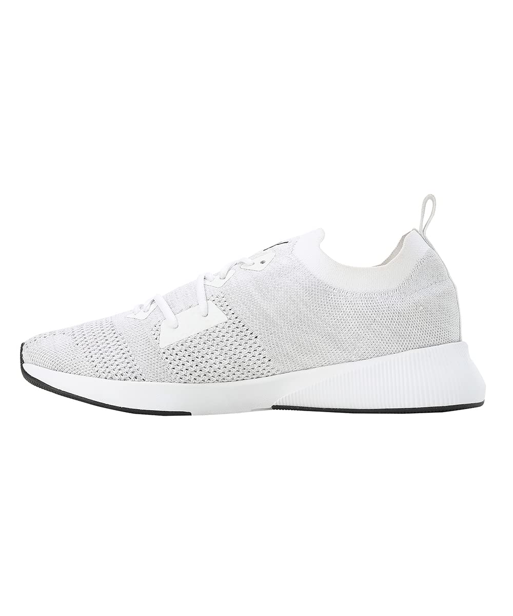 Puma Mens Flyer Runner Engineered Knit White-Cool Mid Gray-Black Running Shoes