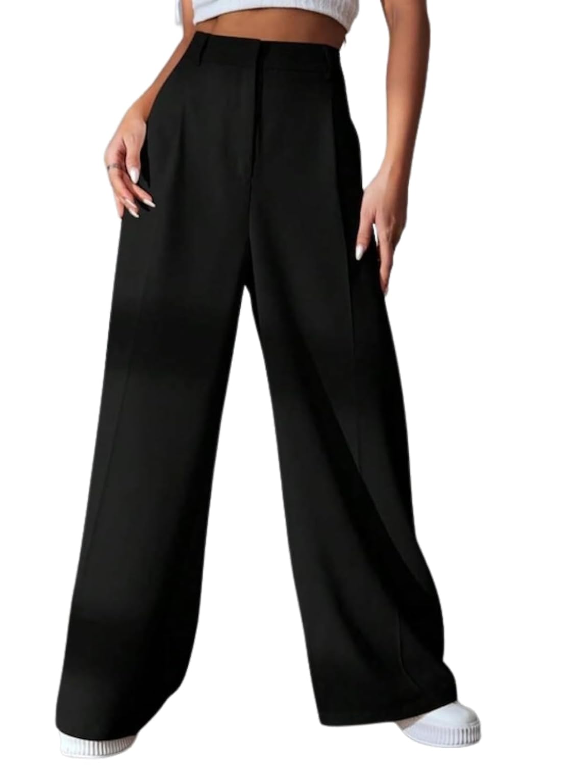 GRECIILOOKS Regular Fit High-Waisted Pants