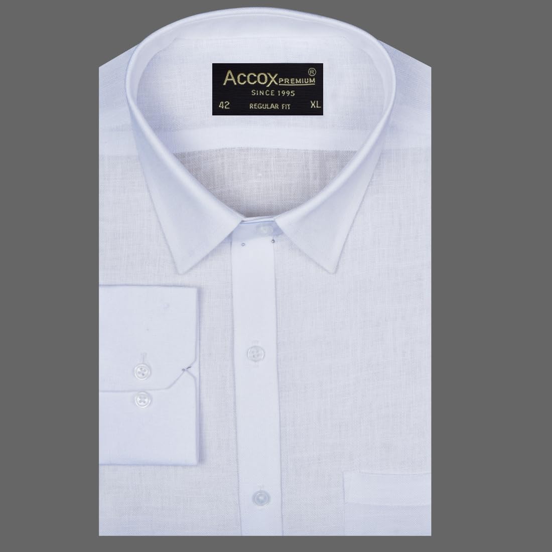 ACCOX Men's Breathable Cotton Linen Full Long Sleeves Plain Regular Fit Formal Shirt for Men (GCR376)