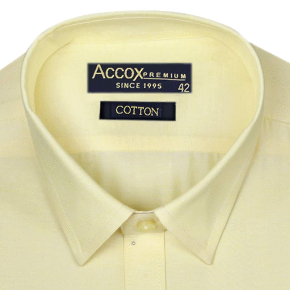 ACCOX Men's Half Sleeves Formal Regular Fit Cotton Plain Yellow Shirt(GO587)