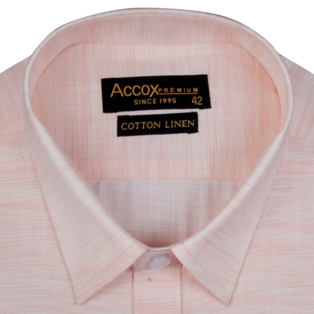Accox Men's Cotton Linen Plain Formal Shirt (B0C2VQ2TQD)