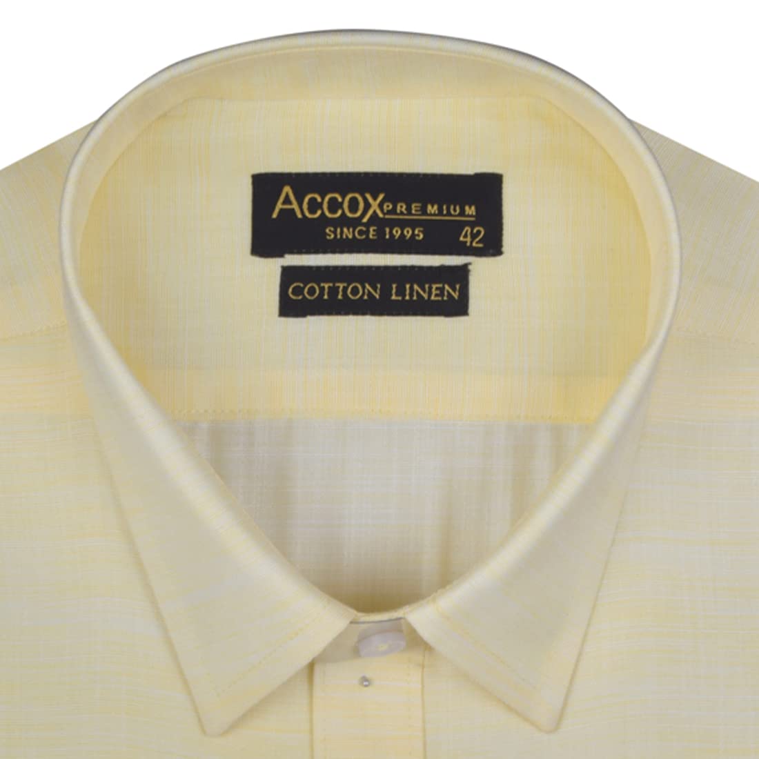 ACCOX Men's Cotton Linen Half Sleeves Solid Plain Self Design Regular Fit Formal Shirt for Men-GCR91
