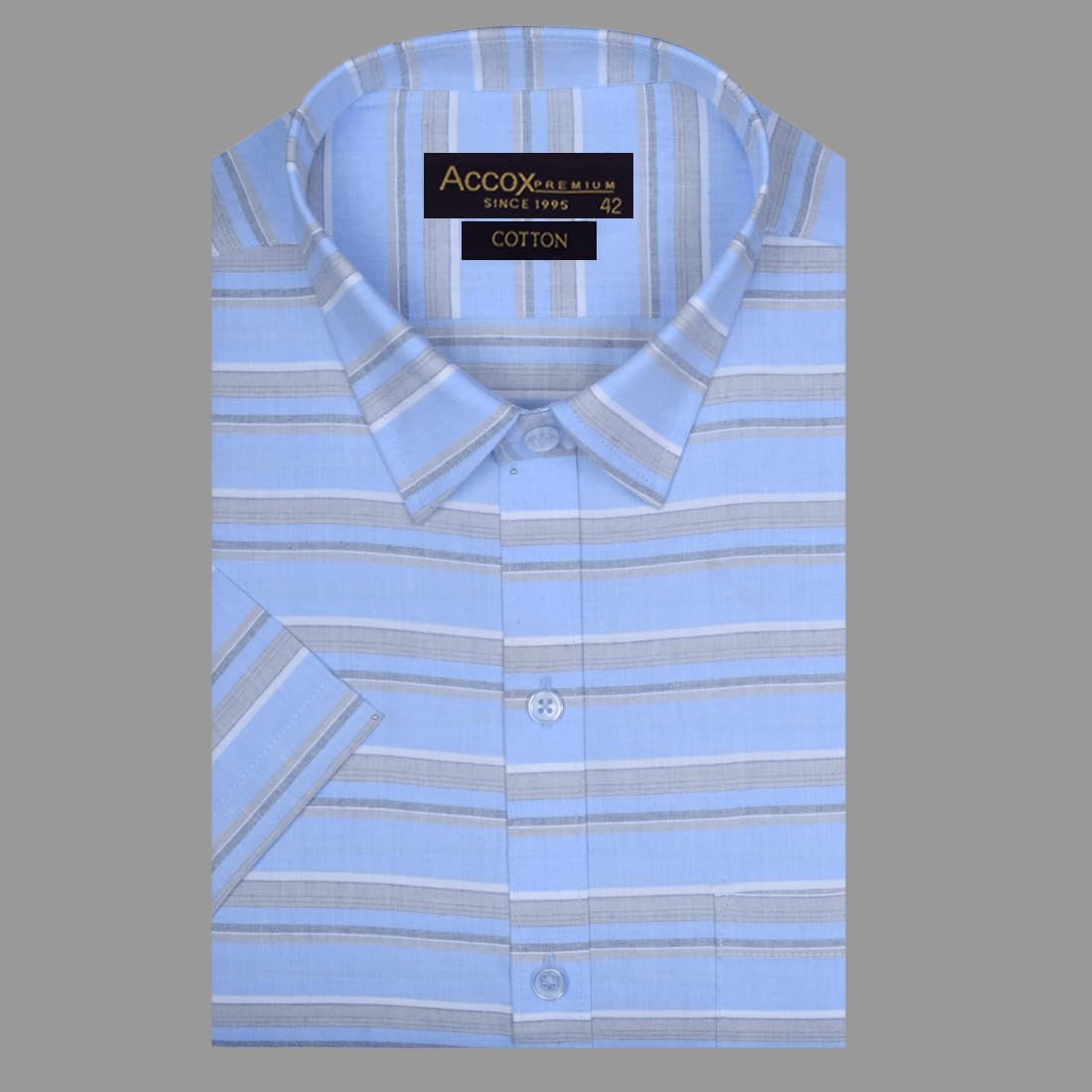 Accox Men's Cotton Striped Formal Shirt (B0CW6CND99)