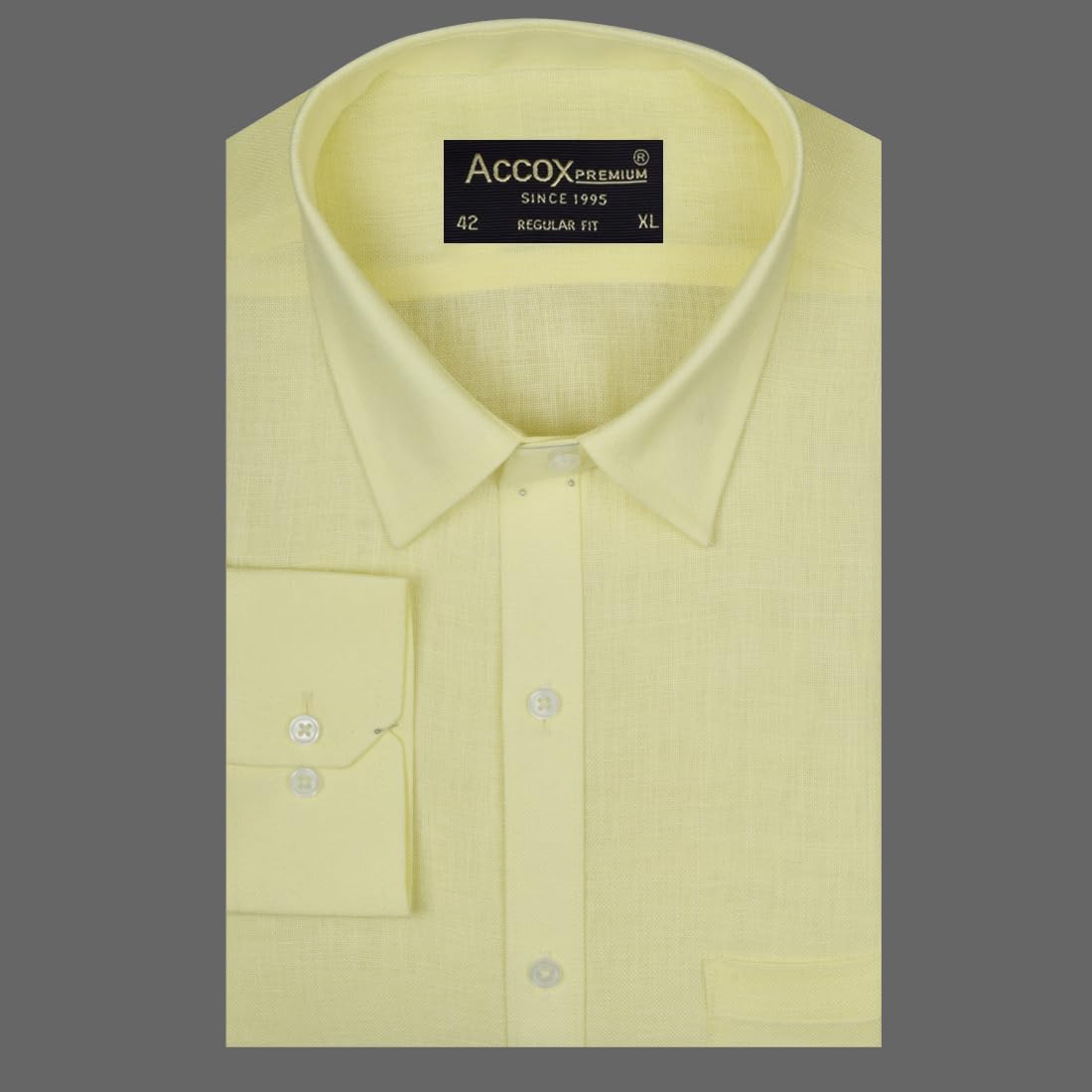 ACCOX Men's Breathable Cotton Linen Full Long Sleeves Plain Regular Fit Formal Shirt for Men (GCR377)