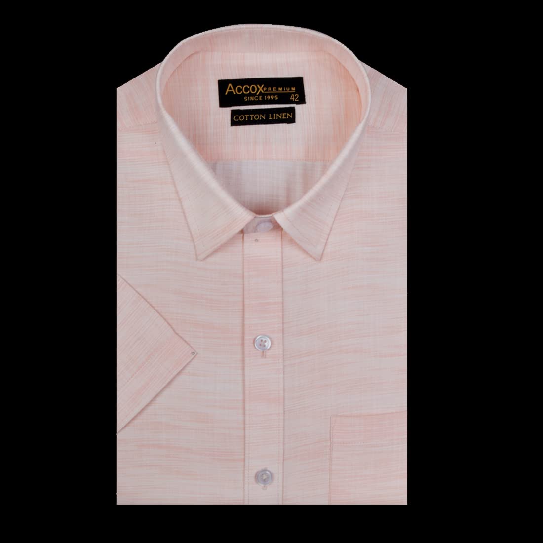 Accox Men's Cotton Linen Plain Formal Shirt (B0C2VQ2TQD)