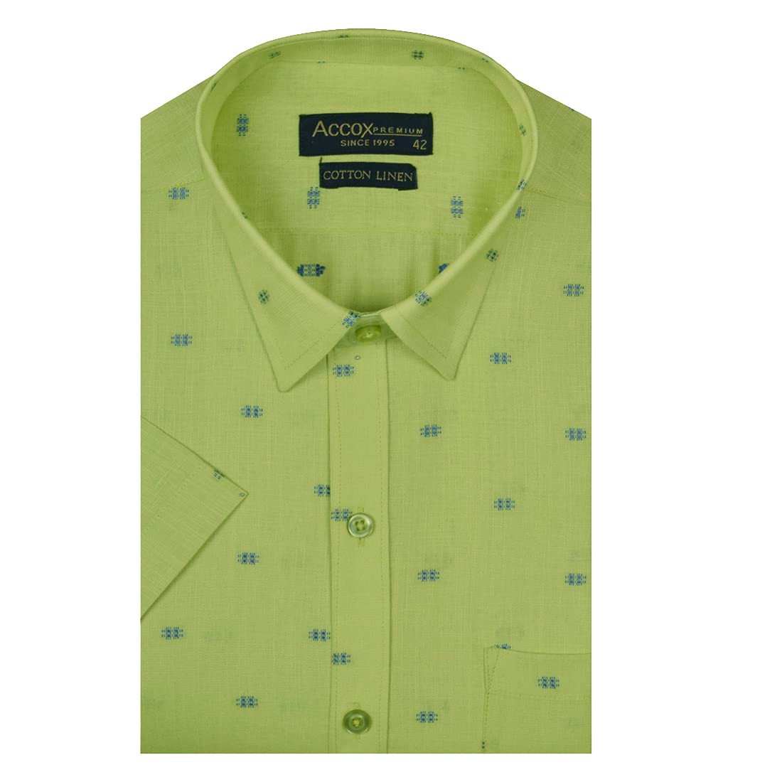 Accox Men's Cotton Linen Printed Formal Shirt (B098F8XB9Z)