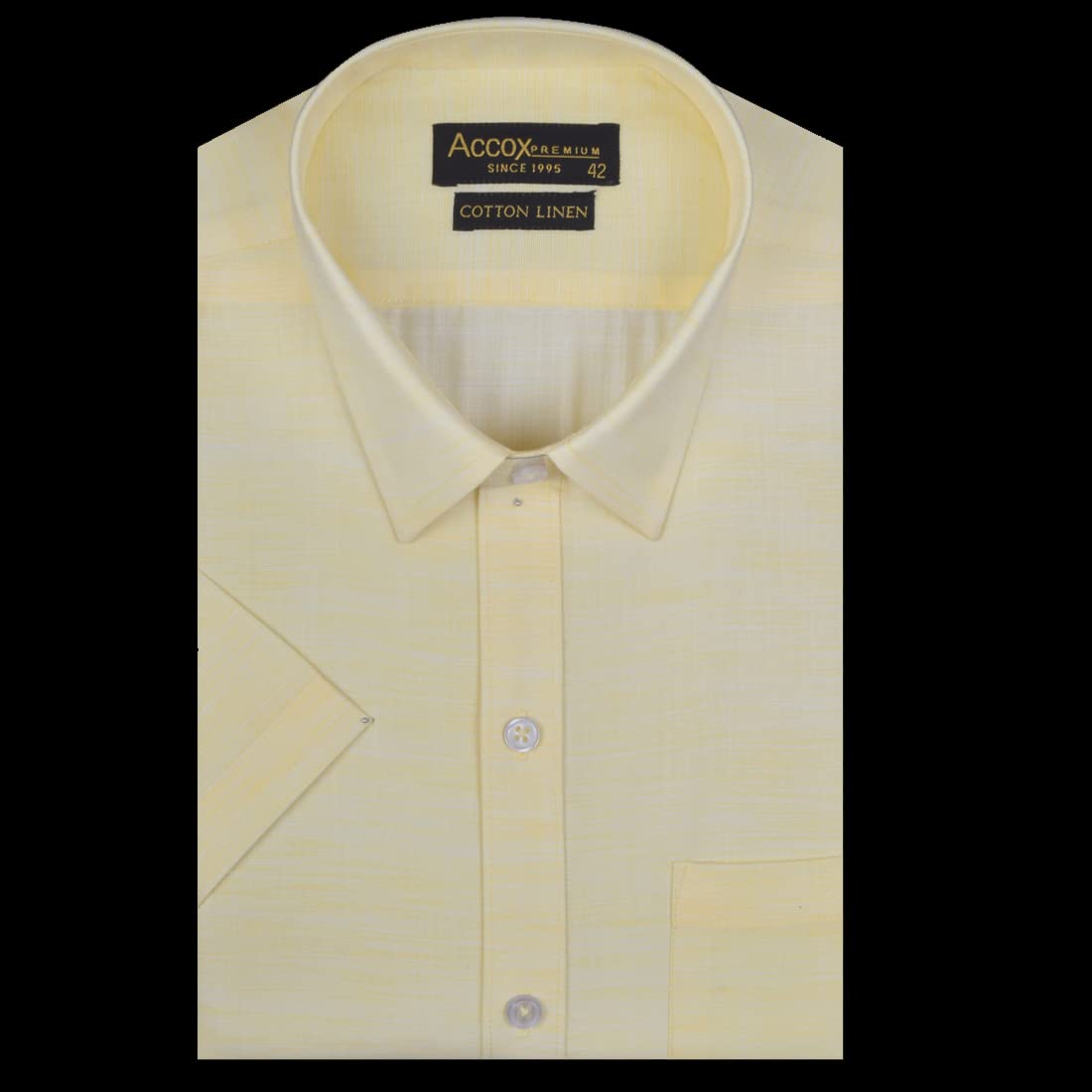 ACCOX Men's Cotton Linen Half Sleeves Solid Plain Self Design Regular Fit Formal Shirt for Men-GCR91