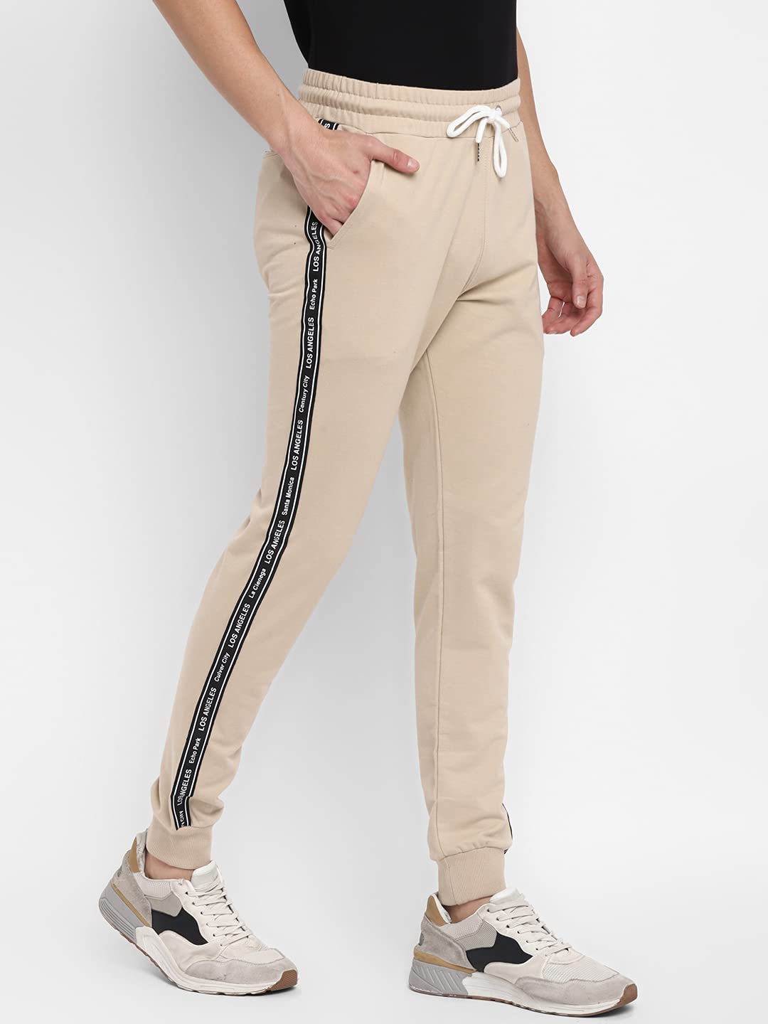 Alan Jones Clothing Men's Cotton Side Tape Slim Fit Joggers Track Pants