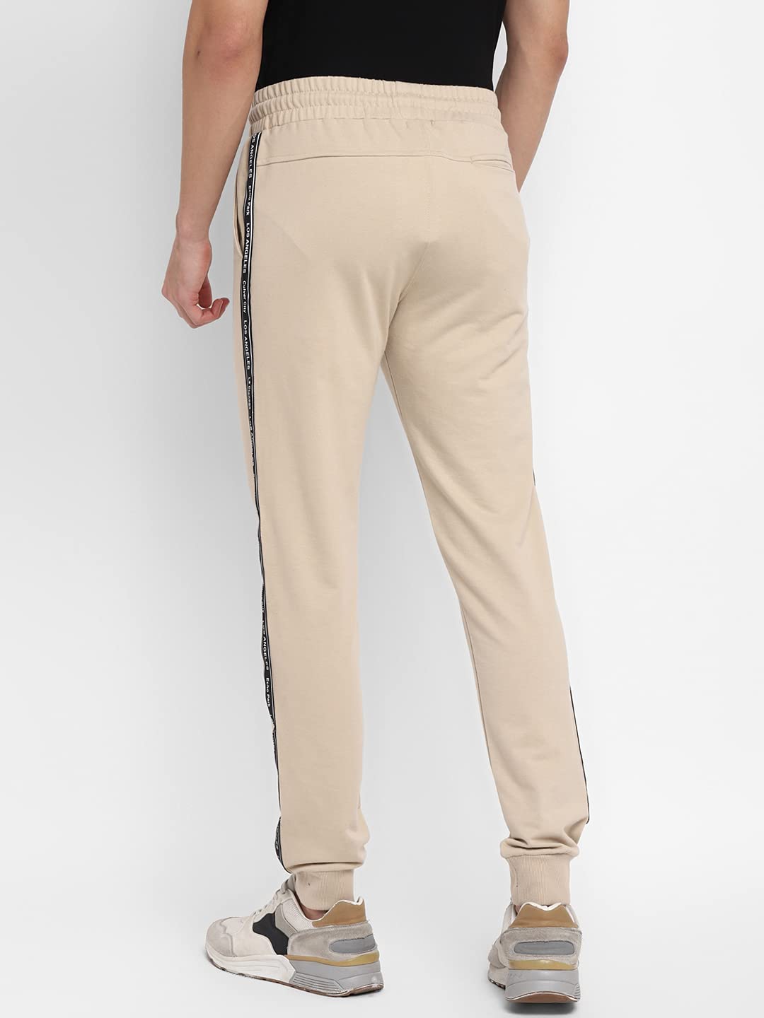 Alan Jones Clothing Men's Cotton Side Tape Slim Fit Joggers Track Pants