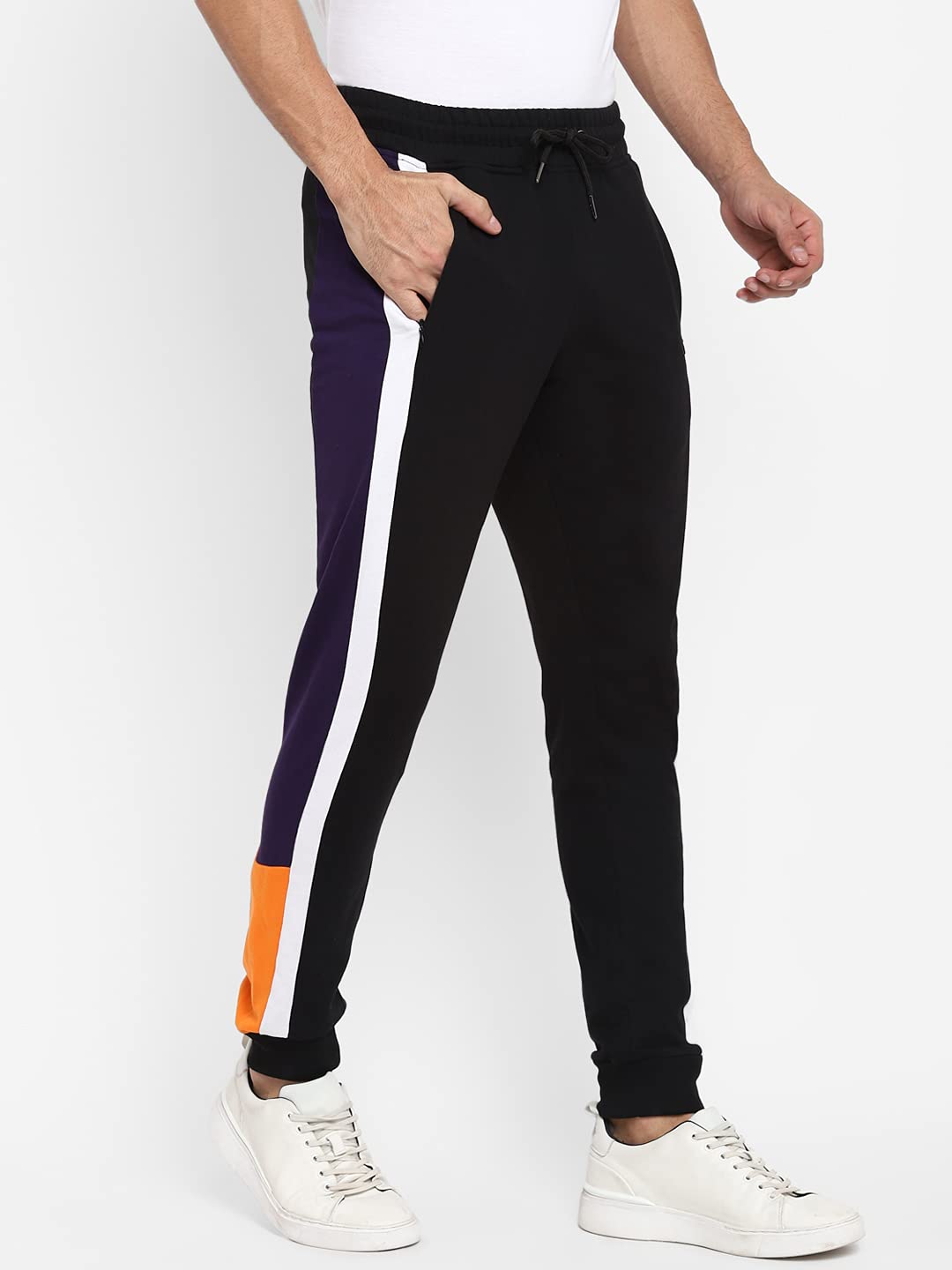 Alan Jones Clothing Men's Colour Blocked Solid Slim Joggers Track Pants