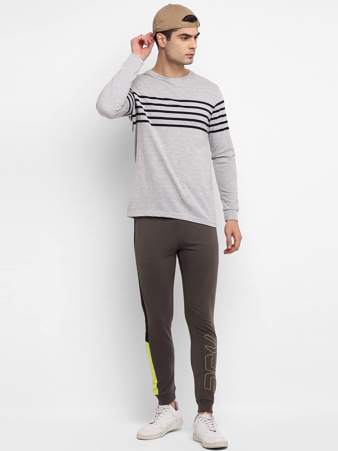 Alan Jones Clothing Men's Striped Full Sleeves Round Neck Regular Fit T-Shirt-5