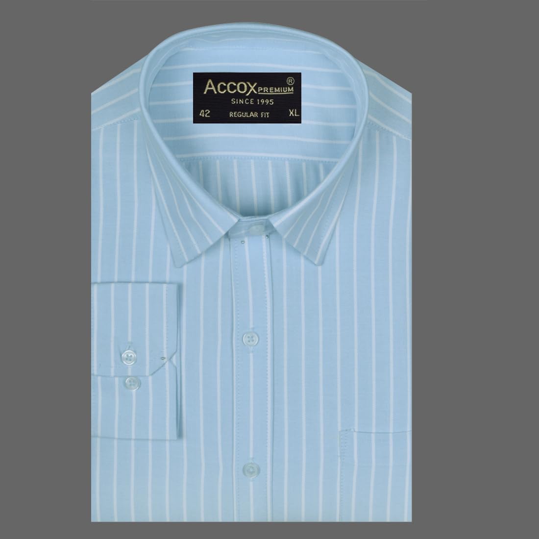 ACCOX Men's Breathable Cotton Full Long Sleeves Striped Regular Fit Formal Shirt for Men (O_GCR386)