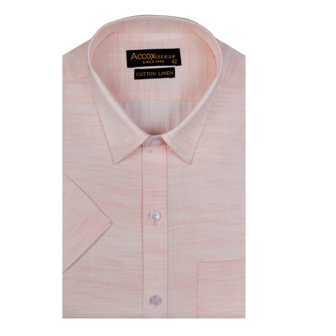 Accox Men's Cotton Linen Plain Formal Shirt (B0C2VQ2TQD)