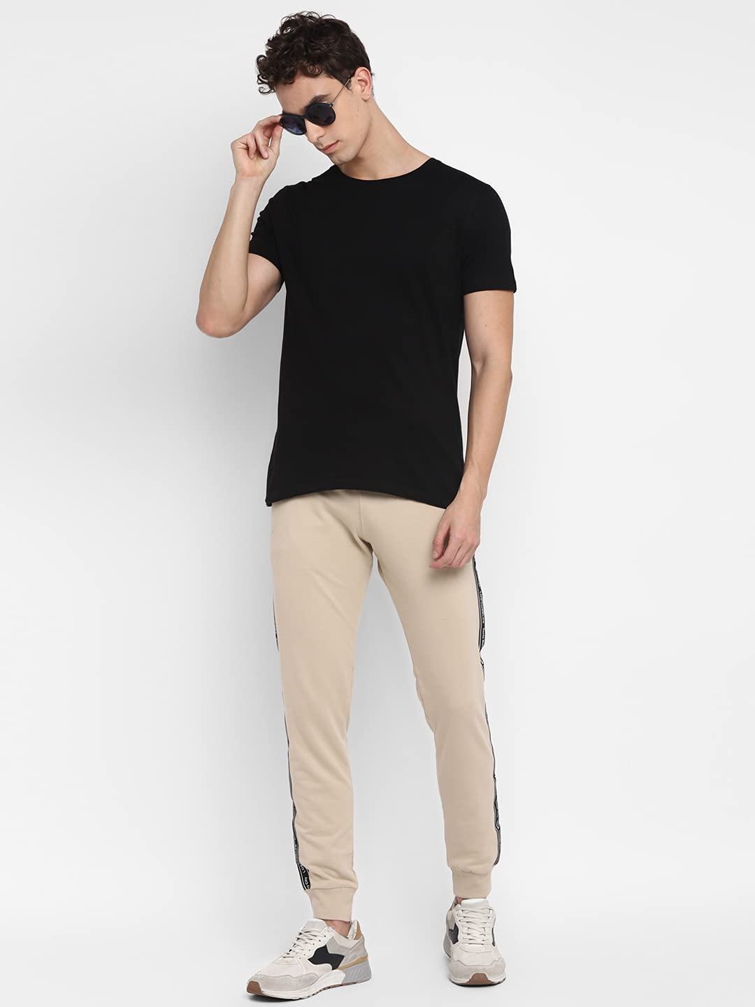 Alan Jones Clothing Men's Cotton Side Tape Slim Fit Joggers Track Pants