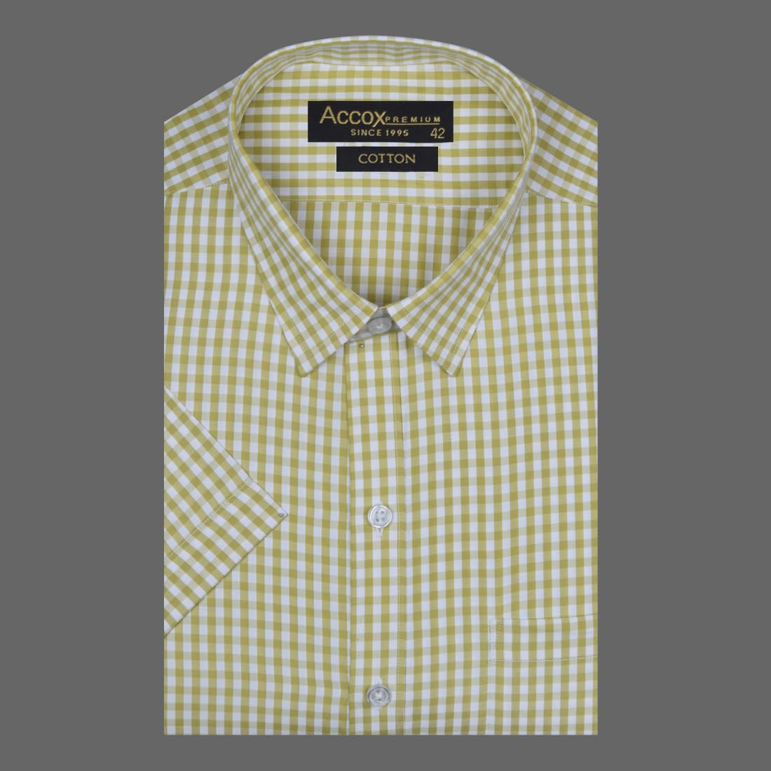 Accox Men's Cotton Checkered Formal Shirt (B0CZDZM772)