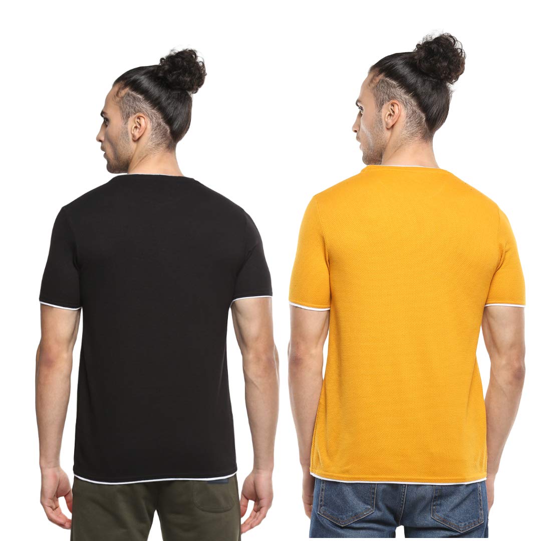 Alan Jones Clothing Double Collar Men's Round Neck Regular Fit T-Shirt (Pack of 2)-2