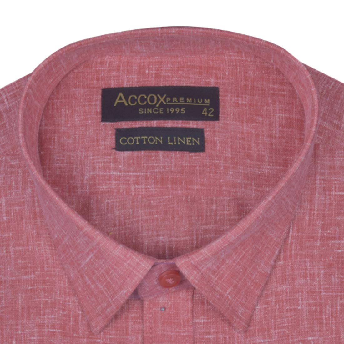 ACCOX Men's Full/Long Sleeves Formal Regular Fit Plain Cotton Linen Shirt(GO579)