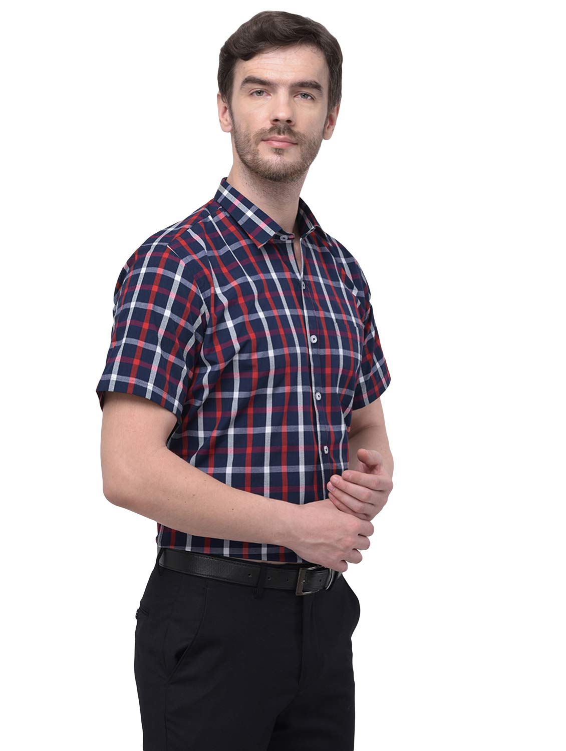 Accox Men's Cotton Checkered Formal Shirt (B07FQSJNRT)