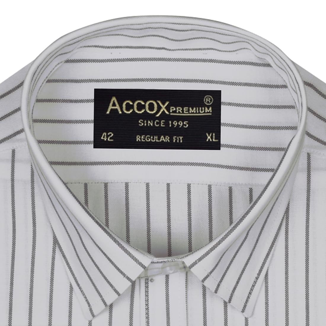 ACCOX Men's Breathable Cotton Full Long Sleeves Striped Regular Fit Formal Shirt for Men (O_GCR385)