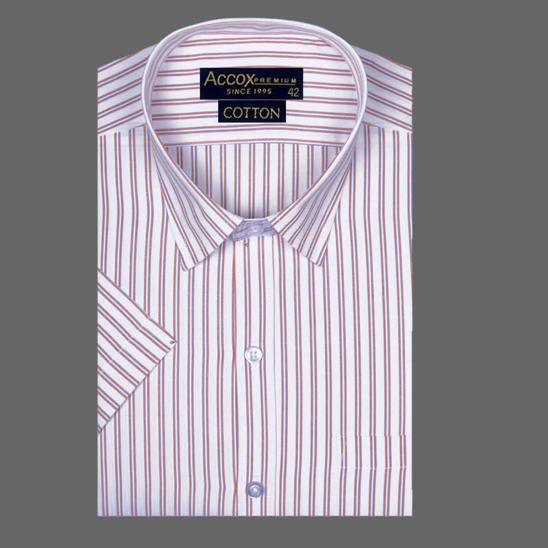 Accox Men's Cotton Striped Formal Shirt (B0CQTKMKNK)