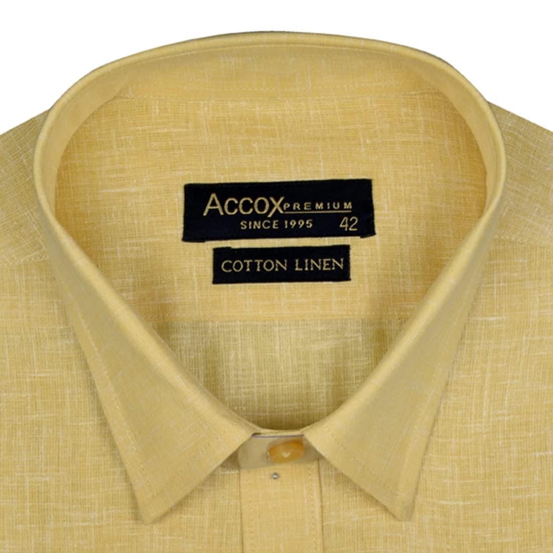 Accox Men's Cotton Linen Plain Formal Shirt (B0B56Q2WL2)