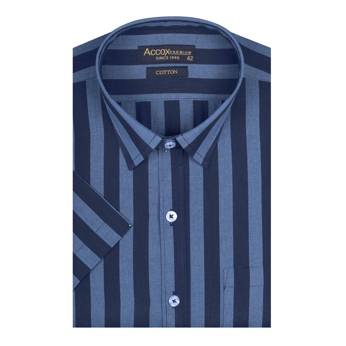 Accox Men's Cotton Striped Formal Shirt (B0D7VSGLNN)