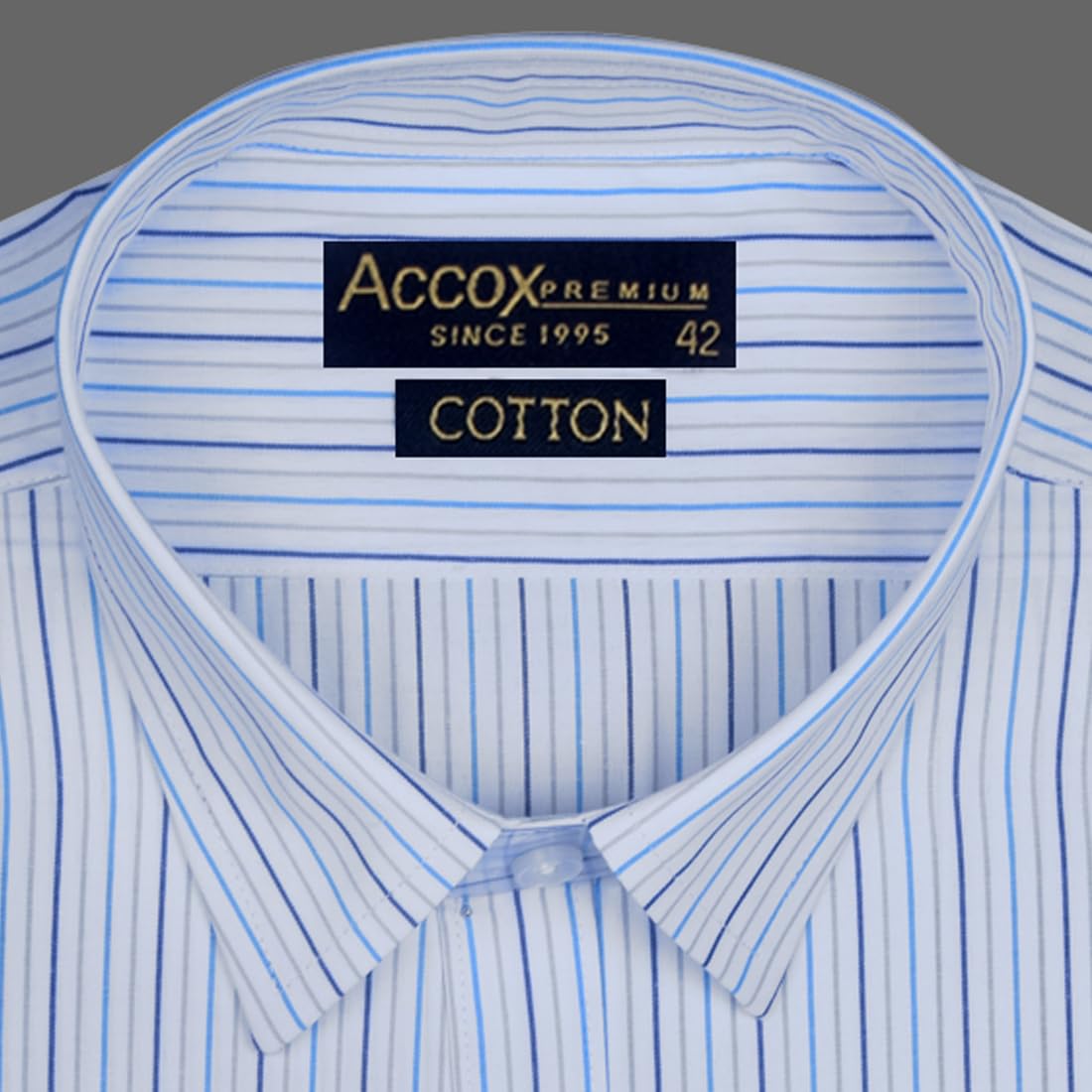 Accox Men's Cotton Striped Formal Shirt (B0CQTH7ZWZ)