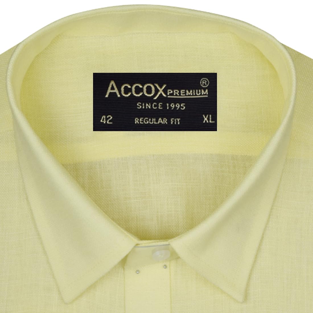 ACCOX Men's Breathable Cotton Linen Full Long Sleeves Plain Regular Fit Formal Shirt for Men (GCR377)