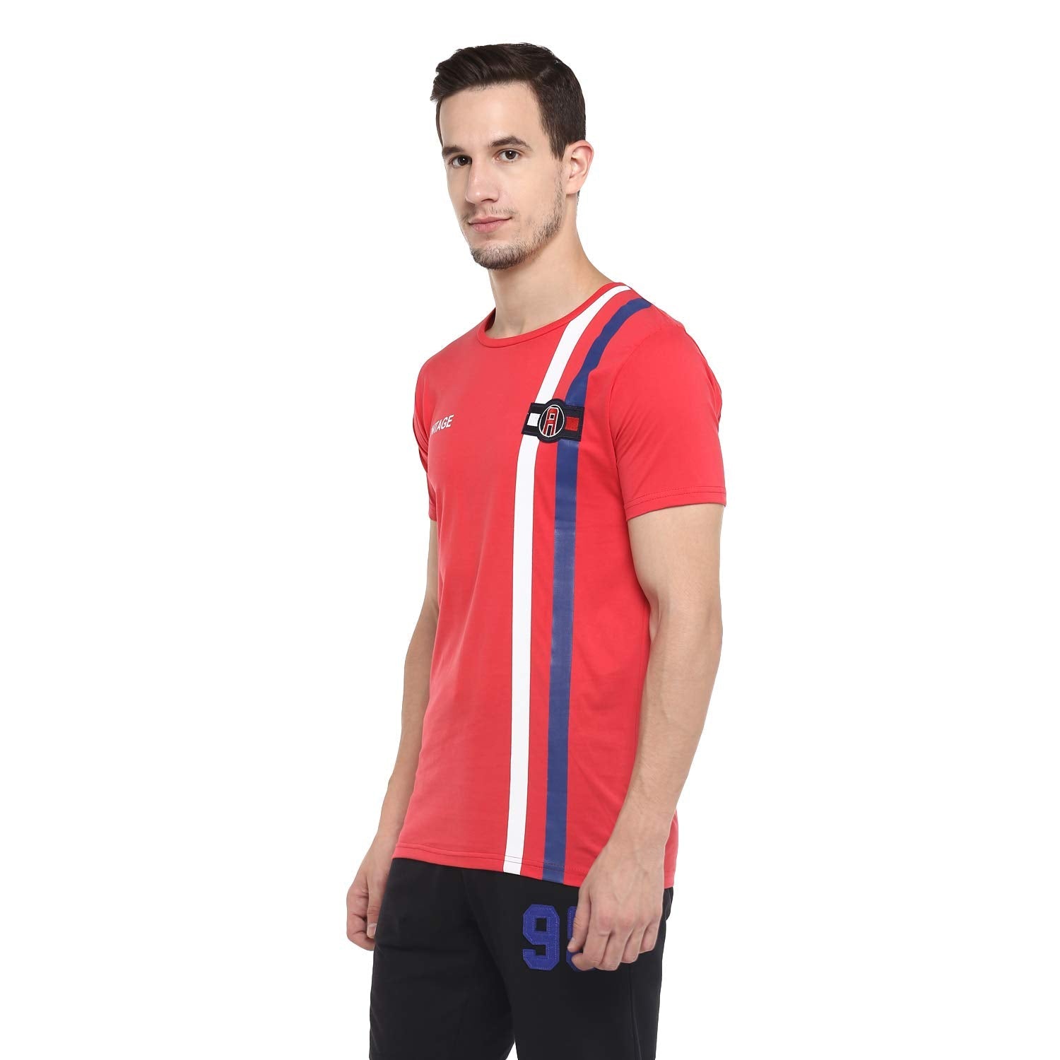 Alan Jones Clothing Men Clothing Printed Lycra Half Sleeves Slim Fit Tshirt-2