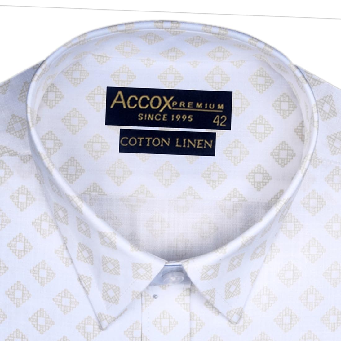 Accox Men's Cotton Linen Printed Formal Shirt (B0D22ZTZ4J)