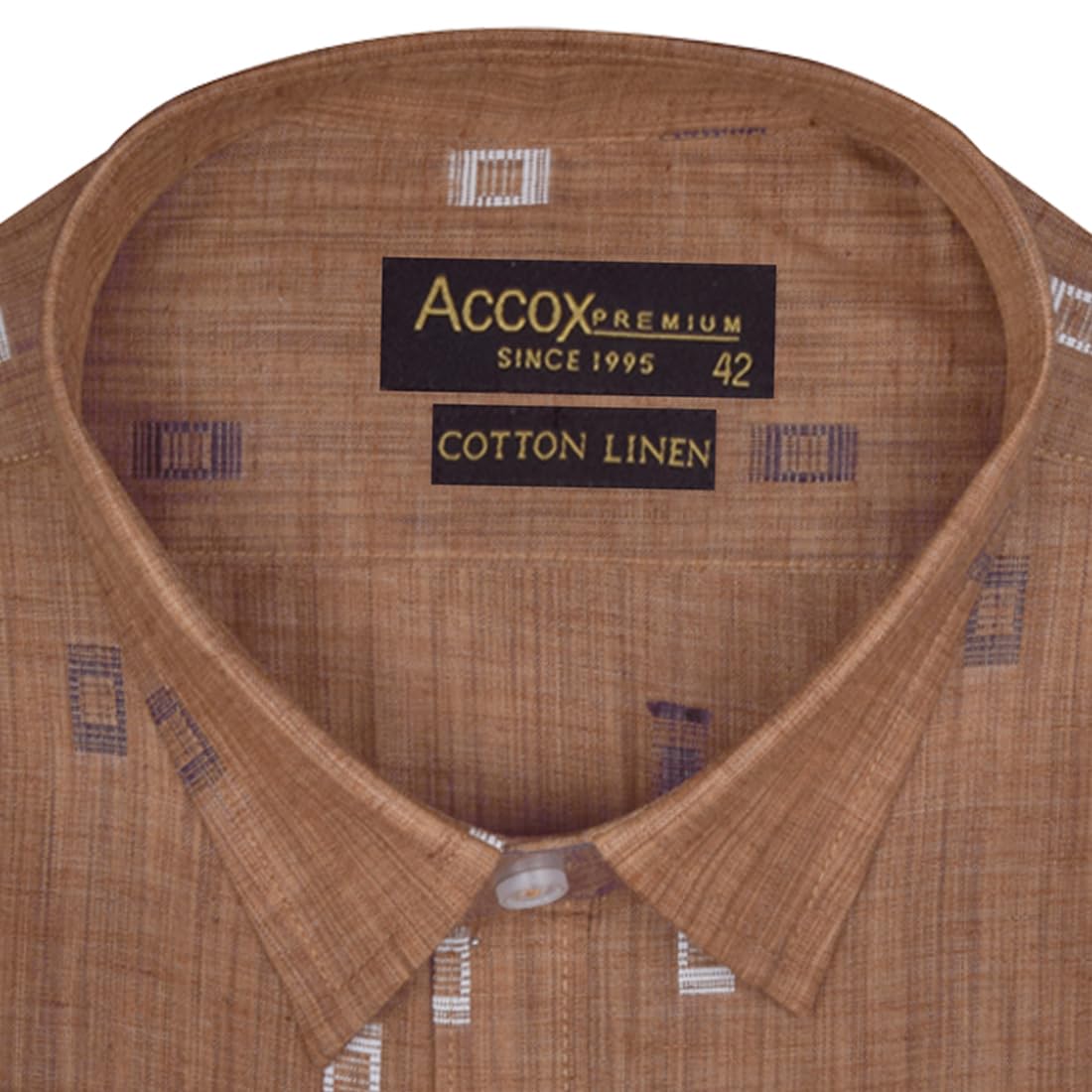 ACCOX Men's Breathable Cotton Linen Long Sleeves Regular Fit Printed Formal Shirt for Men (O_GCR348)