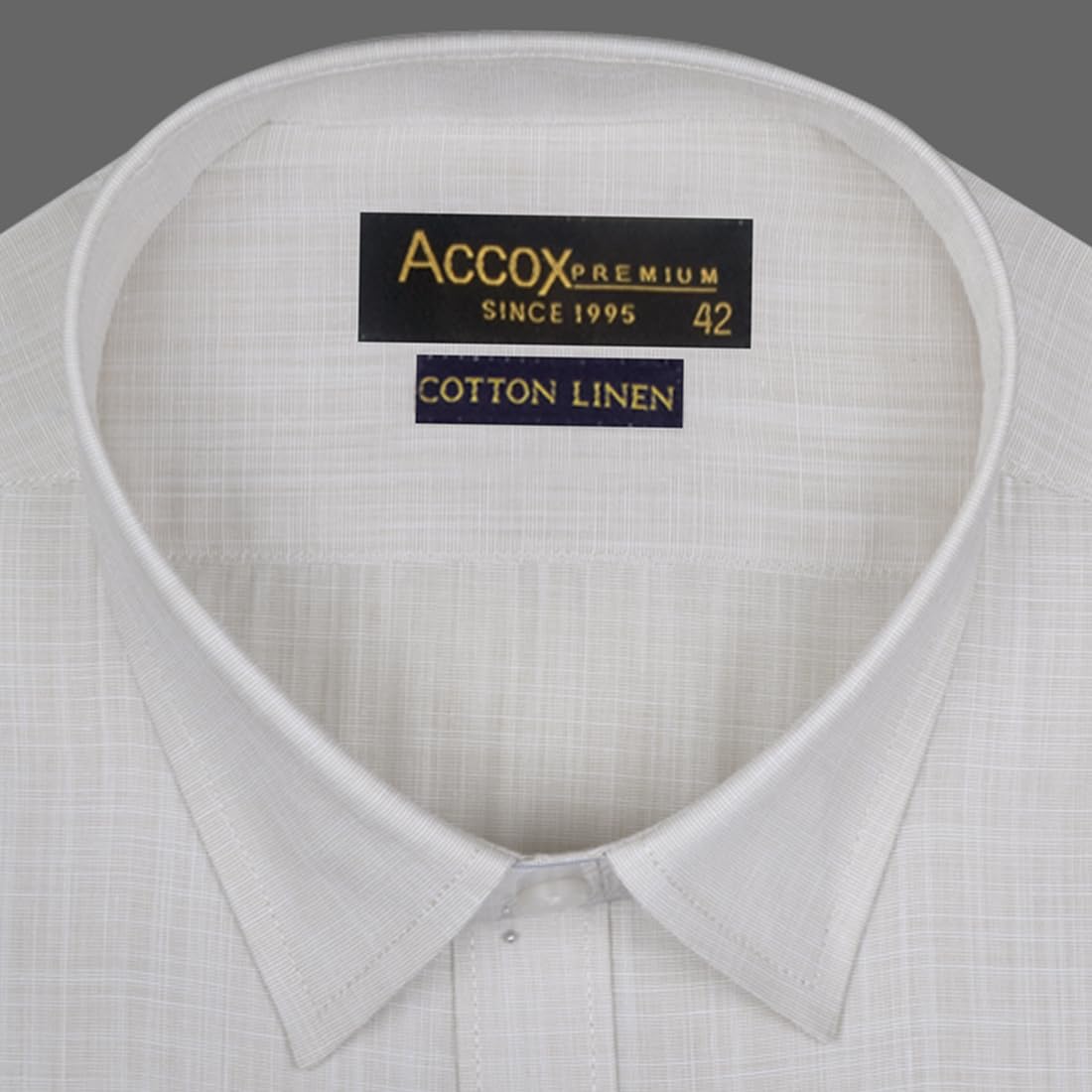 Accox Men's Cotton Linen Plain Formal Shirt (B0DJR8JPBJ)