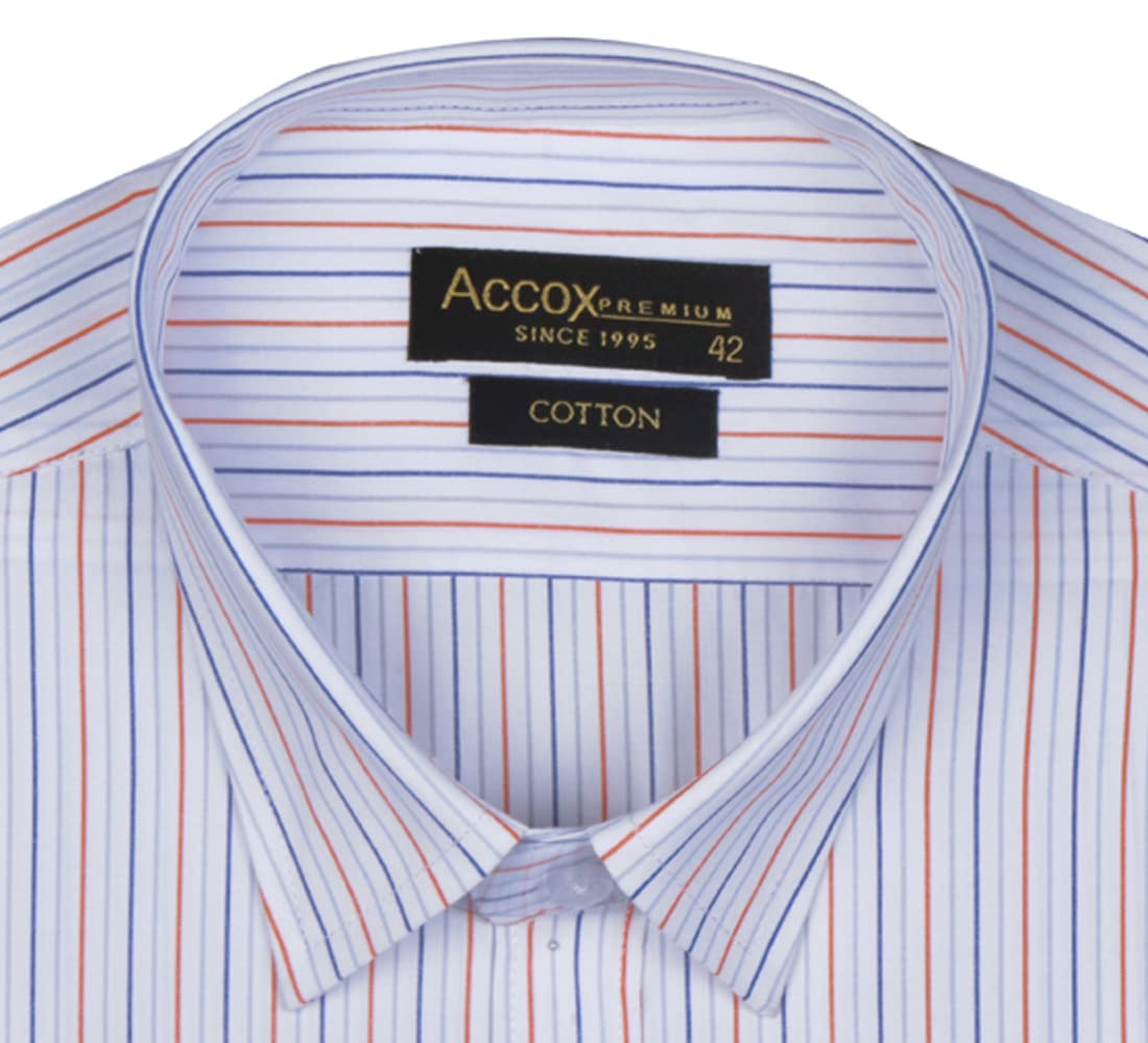 ACCOX Men's Striped Full Long Sleeves Regular Fit Cotton Formal Shirts(GCR60)