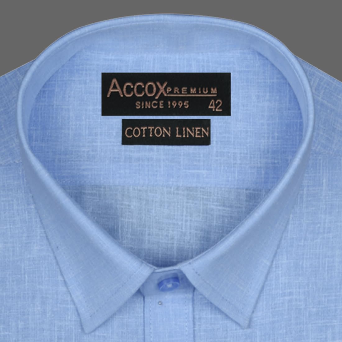 Accox Men's Cotton Linen Plain Formal Shirt (B0D11RMQVZ)