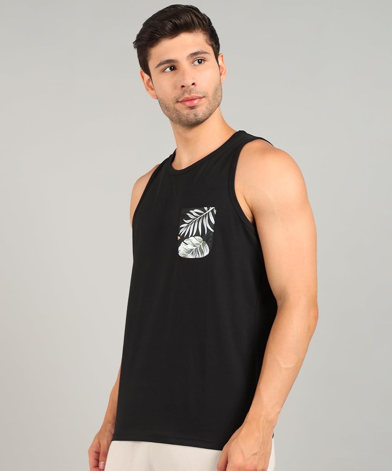 Alan Jones Clothing Men's Solid Cotton Sleeveless Regular Fit T-Shirt-2