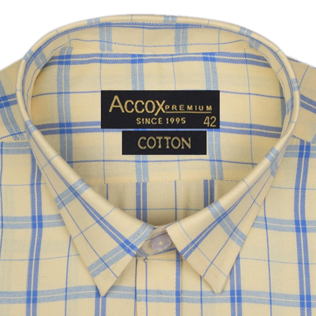 Accox Men's Cotton Checkered Formal Shirt (B0CY8NFGHW)