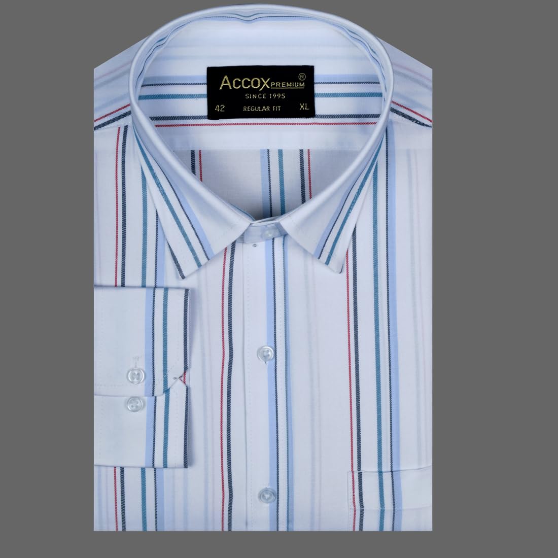 ACCOX Men's Breathable Cotton Full Long Sleeves Checkered Striped Regular Fit Formal Shirt for Men (O_GCR390)