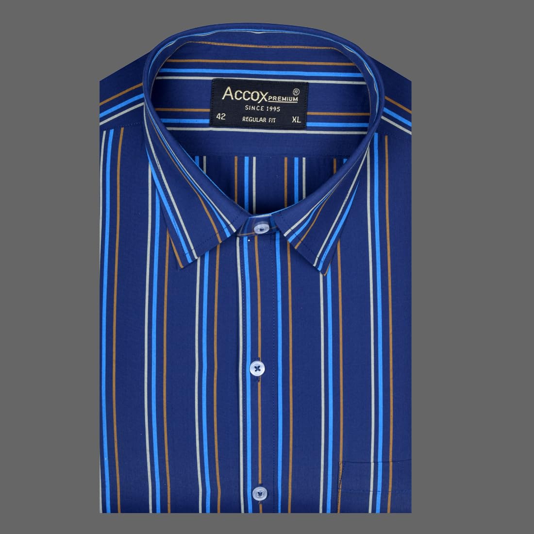 ACCOX Men's Breathable Cotton Full Sleeves Regular Fit Striped Checkered Formal Shirt for Men (O_GCR375)