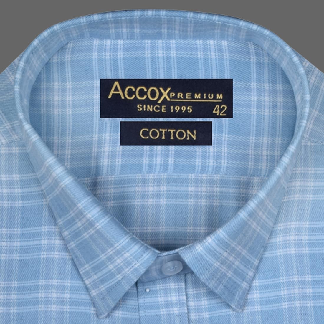 Accox Men's Cotton Checkered Formal Shirt (B0D7Z91V32)