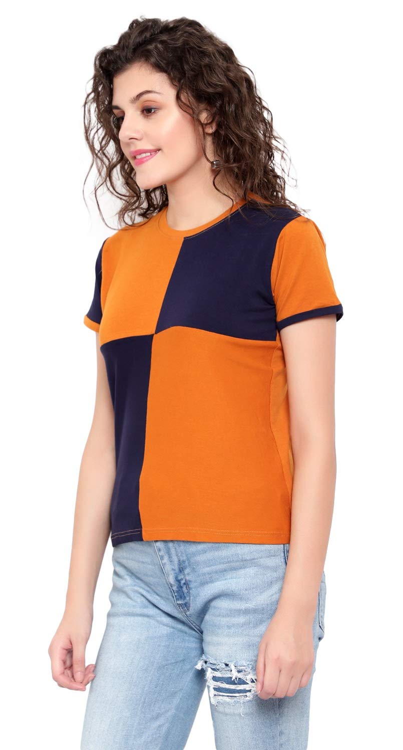 GRECIILOOKS Women's New Check Plain Lycra 3/4 Sleeve Regular Fit Top