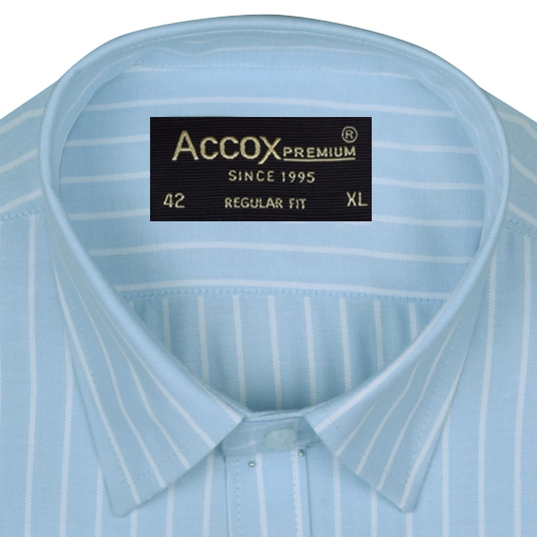 ACCOX Men's Breathable Cotton Full Long Sleeves Striped Regular Fit Formal Shirt for Men (O_GCR386)