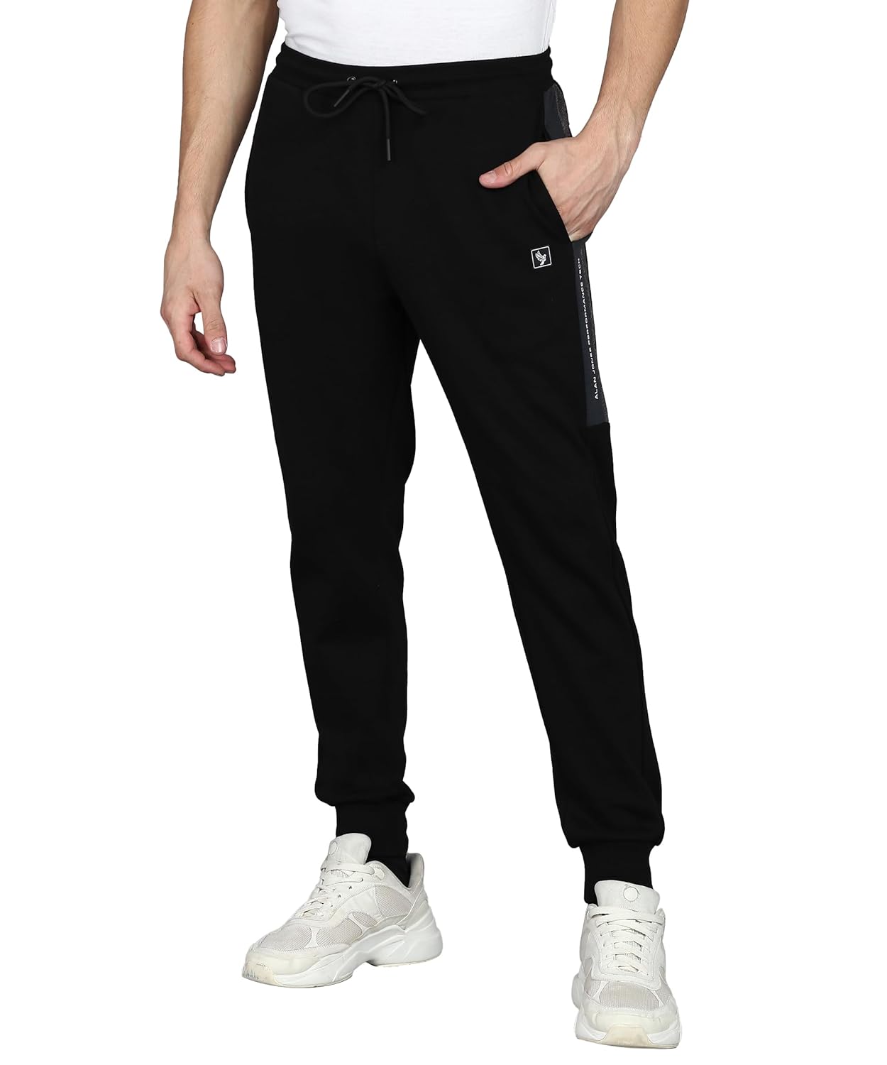 Alan Jones Clothing Men Side Panel Detail Cotton Joggers Regular Fit Track Pants-1