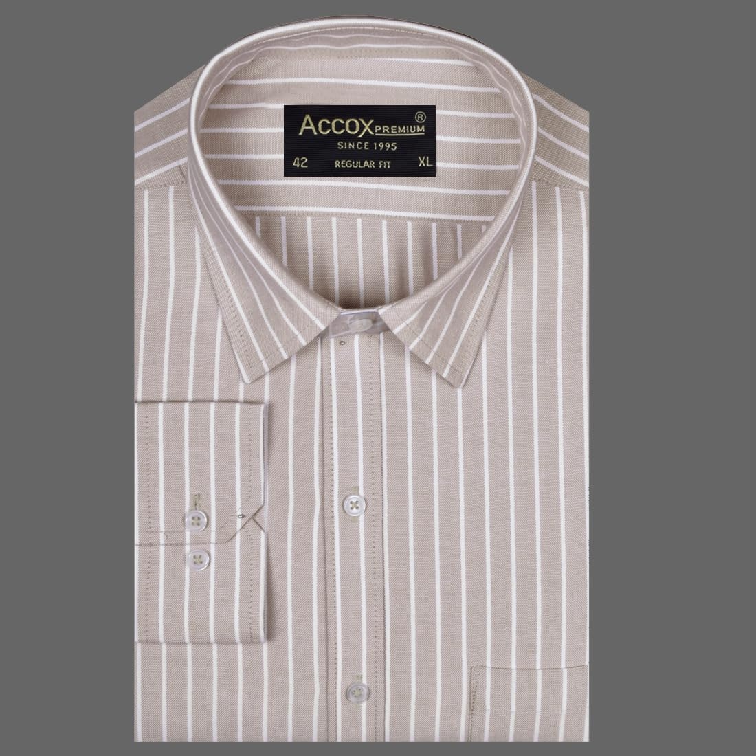 ACCOX Men's Breathable Cotton Full Long Sleeves Striped Regular Fit Formal Shirt for Men (O_GCR384)