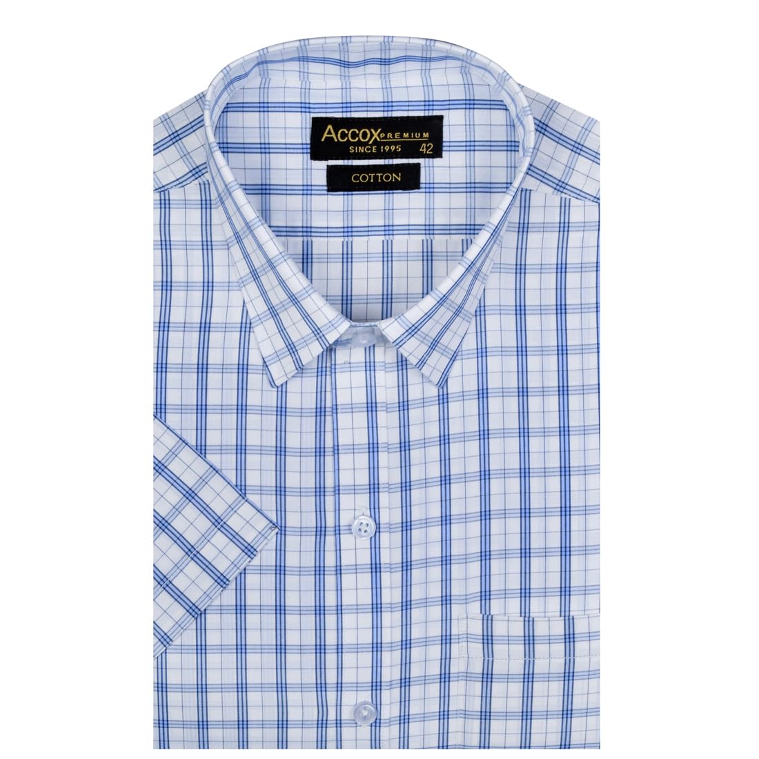 Accox Men's Cotton Checkered Formal Shirt (B0D5VKX8XW)