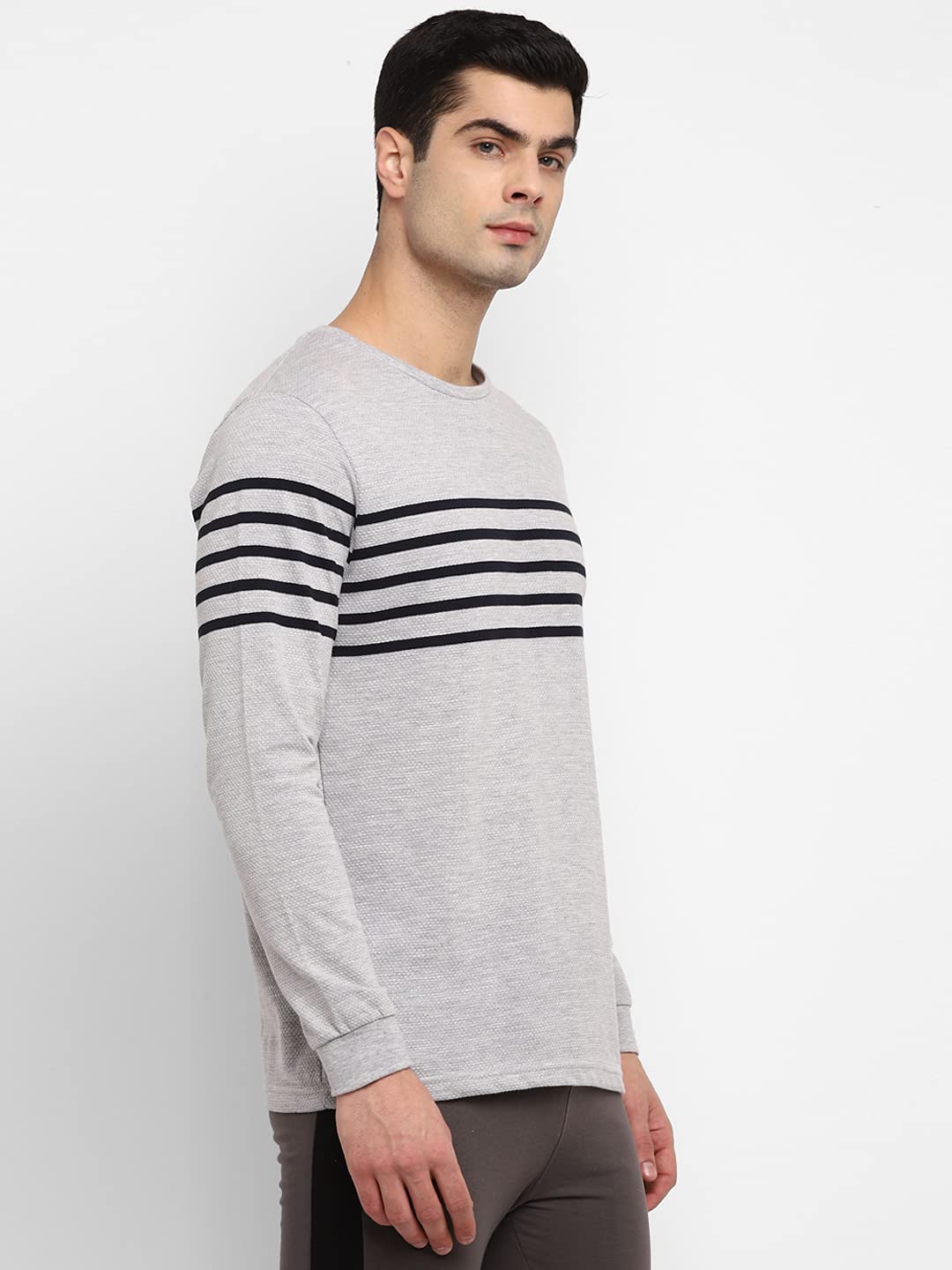 Alan Jones Clothing Men's Striped Full Sleeves Round Neck Regular Fit T-Shirt-3